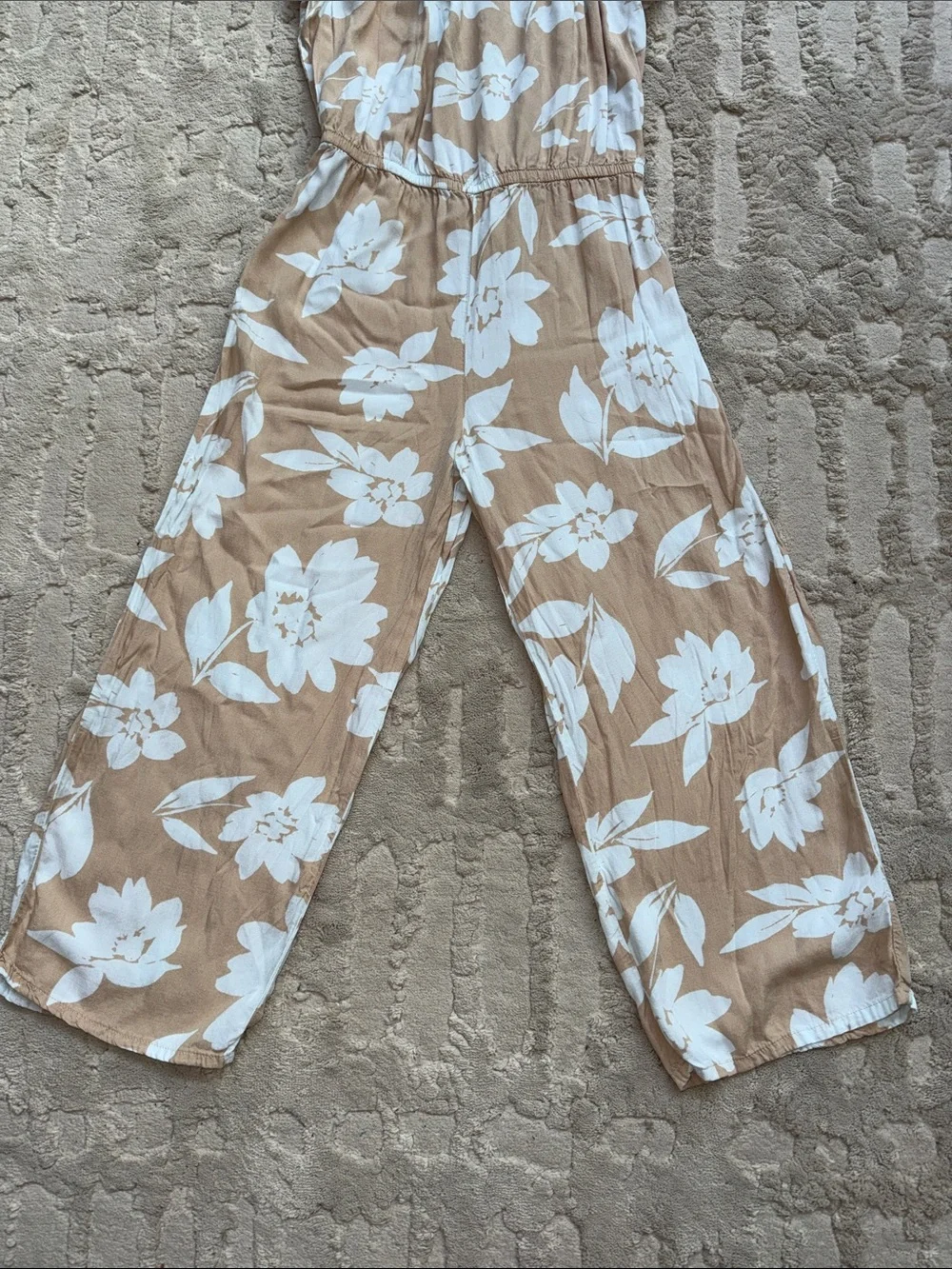 Carter's Beige Jumpsuit with White Floral Print 10 super soft viscose